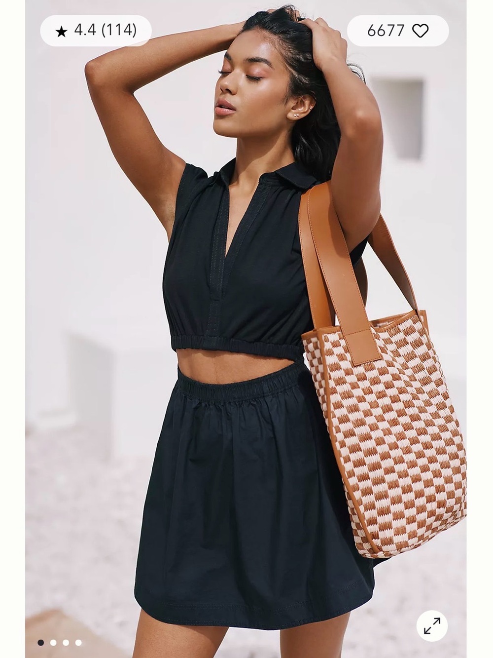 By Anthropologie Short-Sleeve Cutout Mini Dress